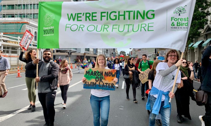 Forest & Bird Youth marching at a climate change protest