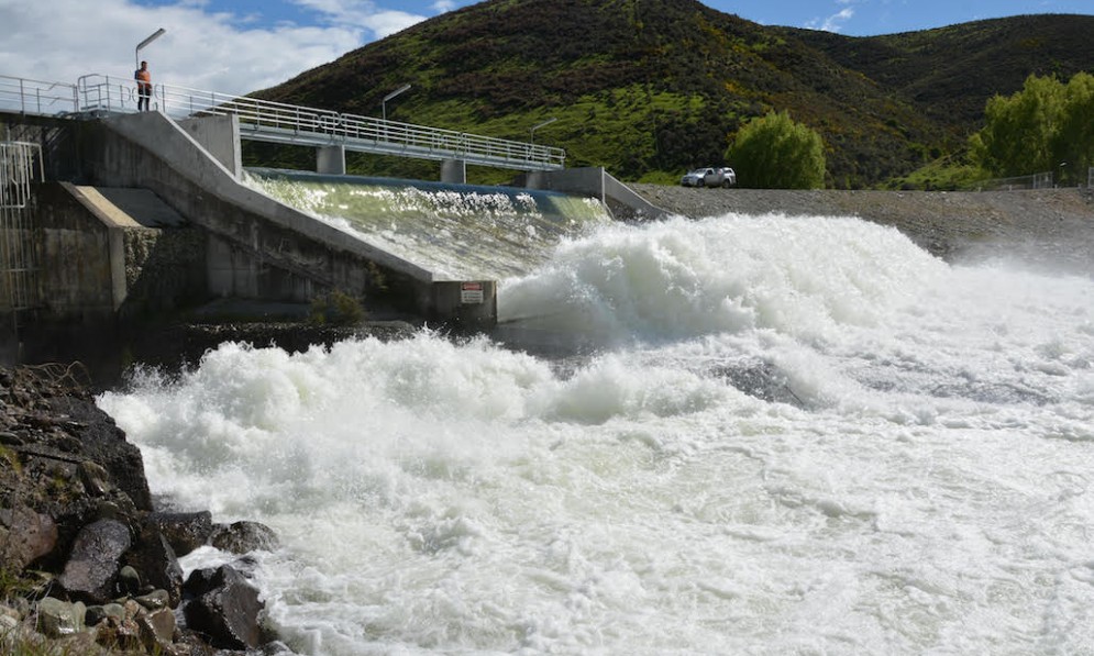 Opuha Dam in flood
