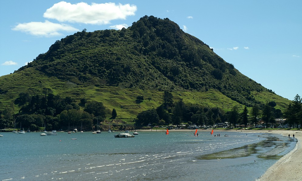 Landscape of the beach overlooking Mauao