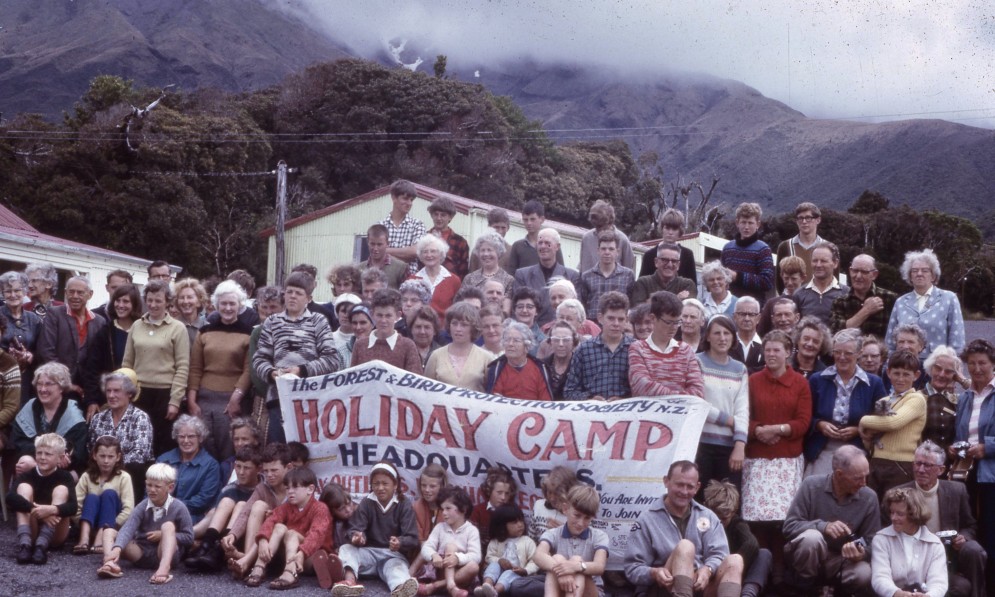 Forest & Bird families at Dawson Falls, Egmont National Park, 1967. Image Forest & Bird Archives