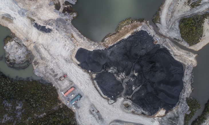 Aerial view of he escarpment mine at Denniston Plateau