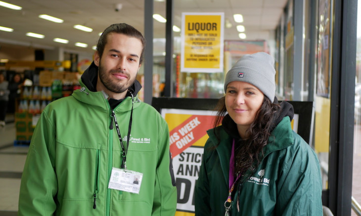 Two Forest & Bird fundraisers outside PaknSave