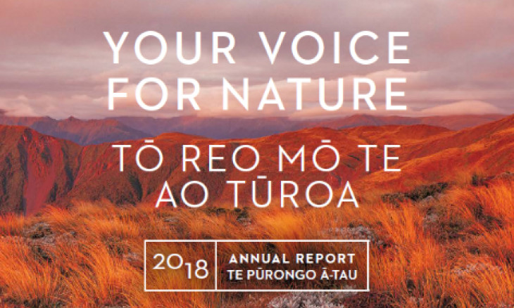 Cover page of the Forest & Bird 2018 Annual Report