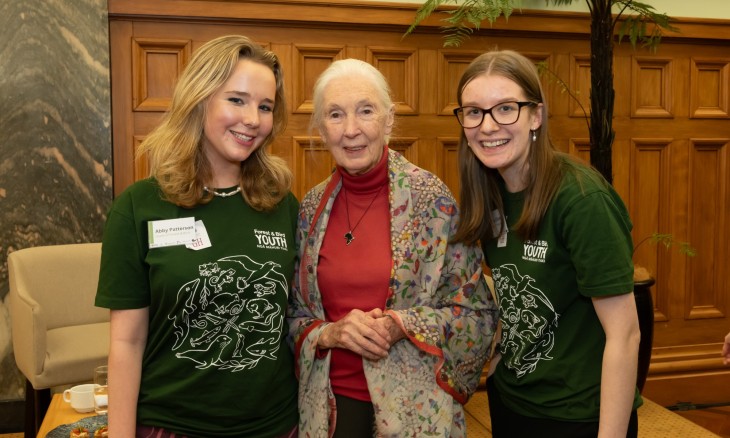 Abby Patterson (left) with Jane Goodall and ?. Image supplied
