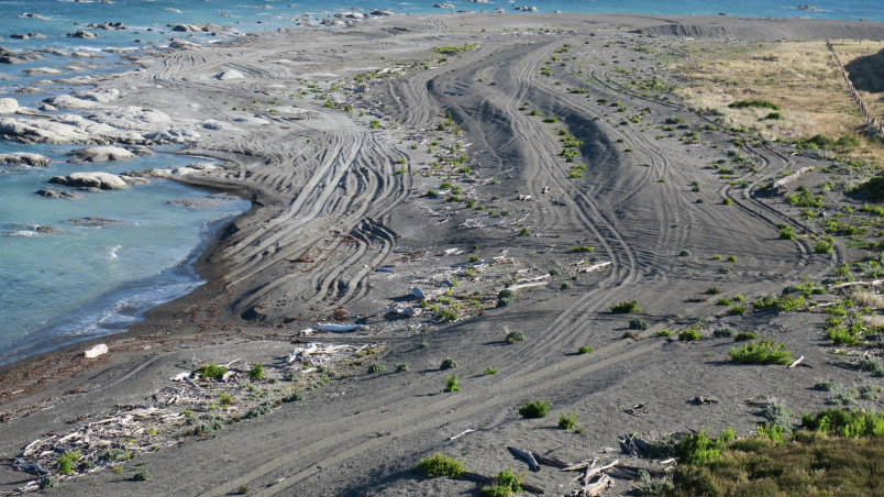 4WD damage on Canterbury Gully at Marfells Beach in Marlborough