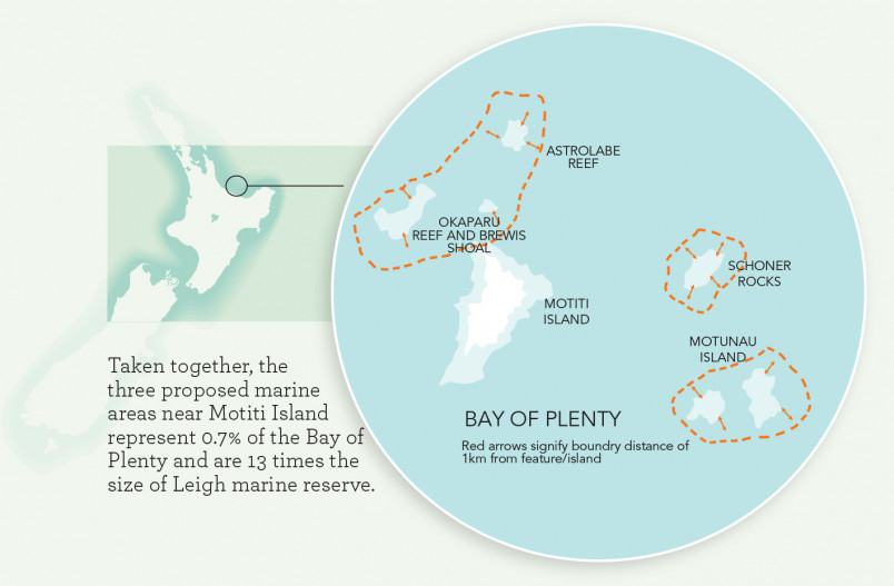 proposed marine reserves around three small islands in the Bay of Plenty