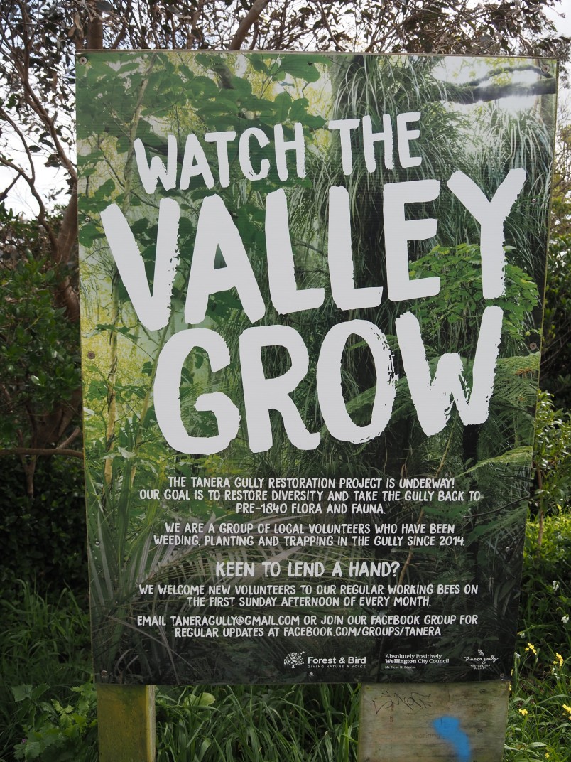 Watch the valley grow! Signage at Tanera Gully