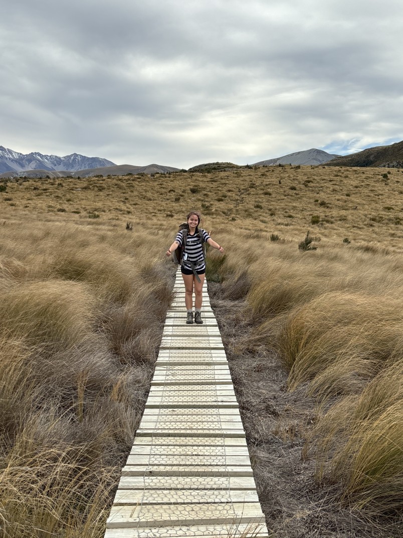 Rewa Gebbie on a boardwalk in the national park. Image supplied.