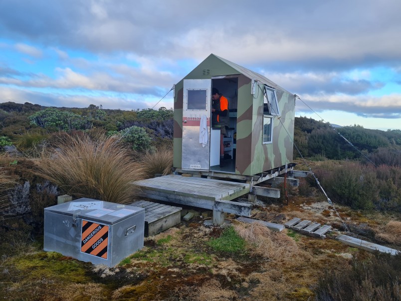 Dotterel recovery team HQ, Rakiura. Credit Guy McDonald