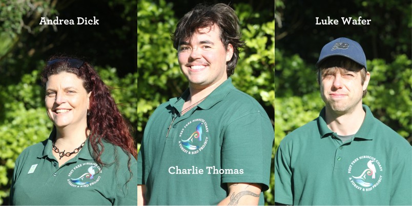 Pest Free Hibiscus Coast team members: Andrea, Charlie, and Luke